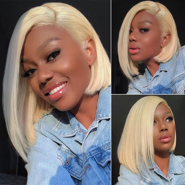 613 Straight Blonde Bob Wigs Lace Frontal Wigs For Sale