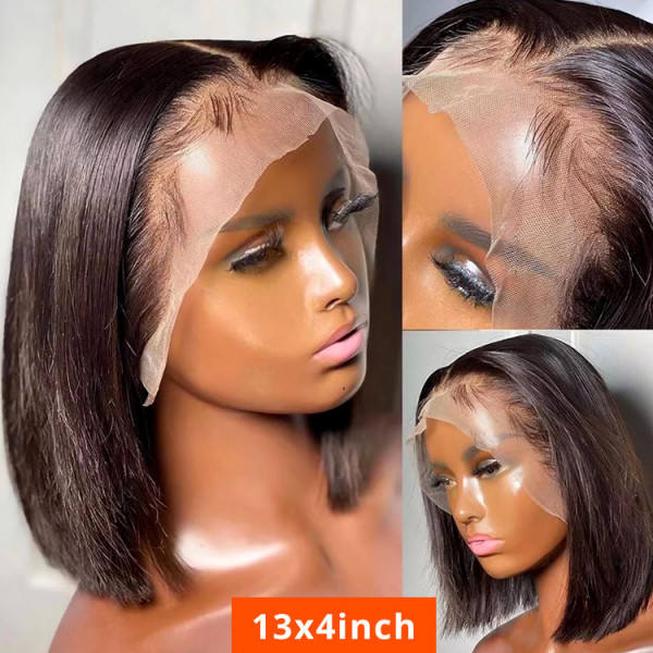 Nature  Bob Lace Frontal Wigs Straight Hair 180% Density