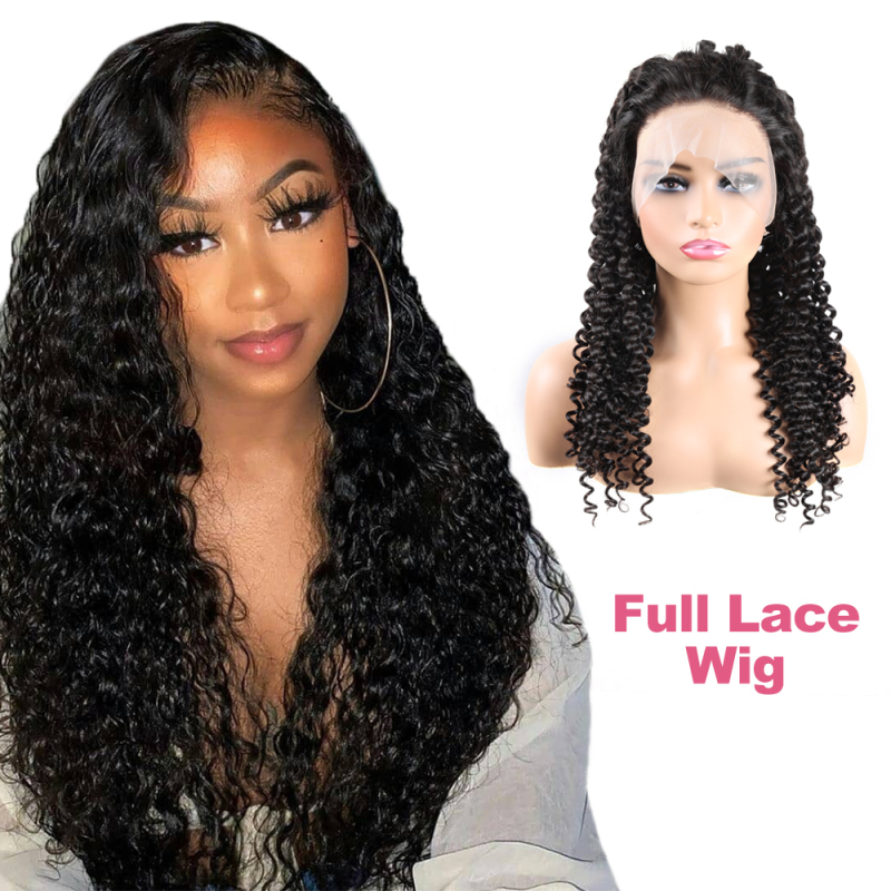 XYS Hair Human  Full Lace Wigs Deep Wave With Pre-Plucked Hairline