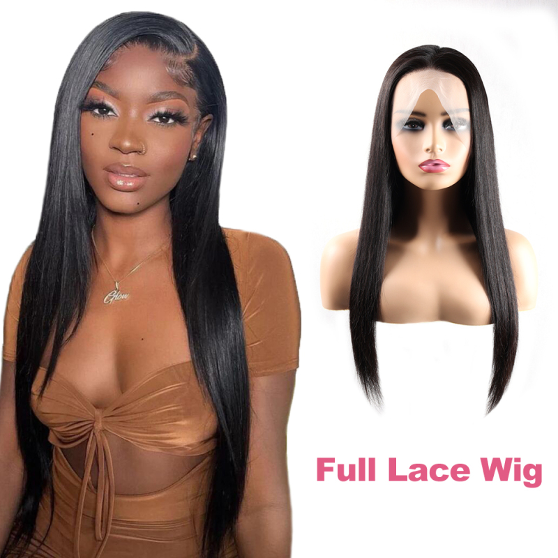 XYS Hair Human Straight Full Lace Wigs With Pre-Plucked Hairline