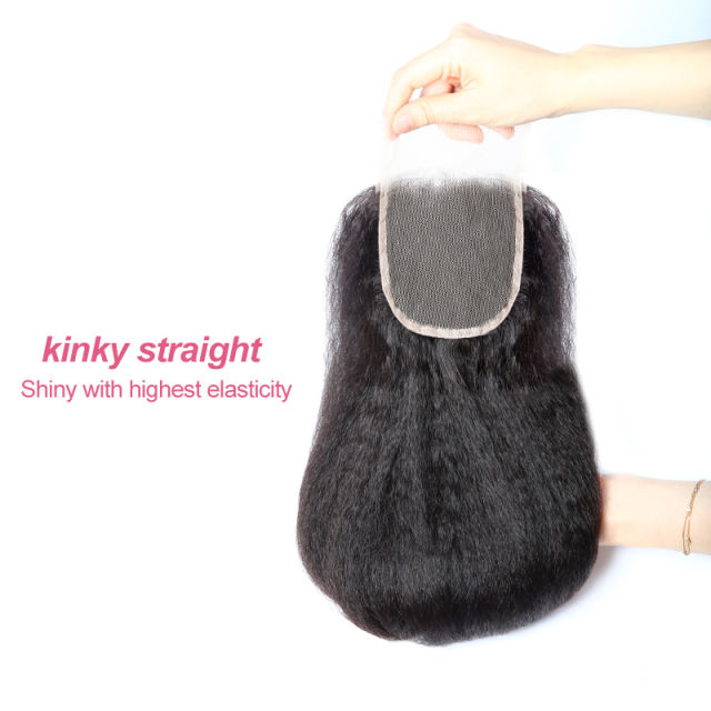 XYS Hair 4*4 Transparent Lace Closure Kinkly Straight