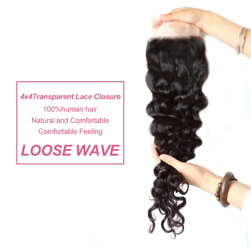 XYS Hair 4*4 Transparent Lace Closure Loose Wave