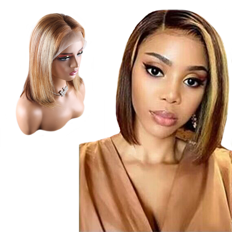 XYS Hair  Transparent Lace Frontal Colored Bob  Wigs 1B/99J/ 4/27