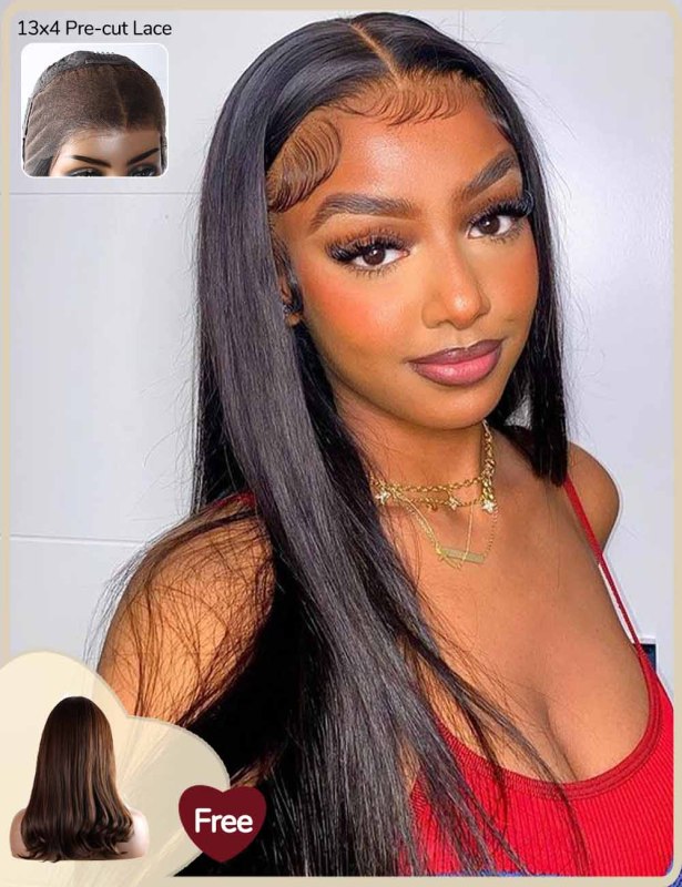 XYS Hair 13X4  HD Lace Frontal  Wig Straight Invisible Knots Wig With Slkin Melt Lace