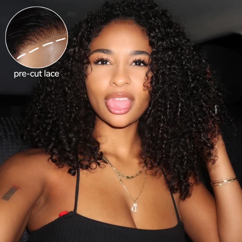 XYS 5X5 Pre-Everything Kinky Curly Lace Closuret Wig With Pre Bleached Knots Plucked Hairline