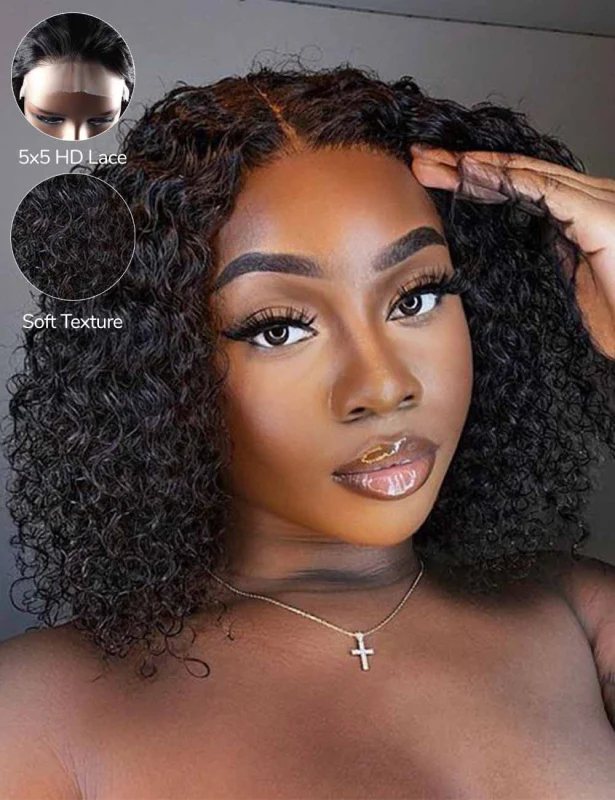 XYS Hair 5X5 HD Lace  Bob  Wigs 180% Density Deep Curly