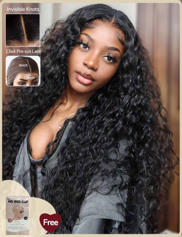 XYS Hair 13X4  Pre-Bleached  HD Lace Frontal  Wig Water Wave With Hairline