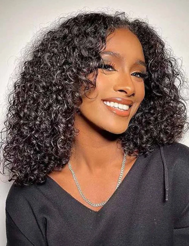 Nature  Bob Lace Frontal Wigs 180% Density Italian Curly