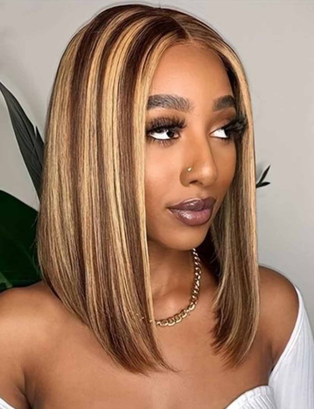 XYS Hair  Transparent Lace Frontal Colored Bob  Wigs Highlight Bob Wig