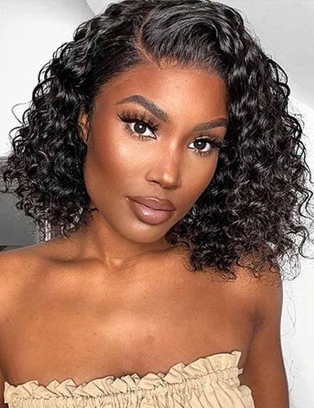 Nature  Bob Lace Frontal Wigs 180% Density Deep Wave