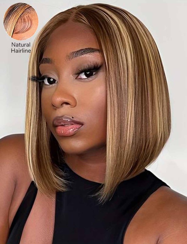 XYS Hair  Transparent Lace Frontal Colored Bob  Wigs Highlight Bob Wig