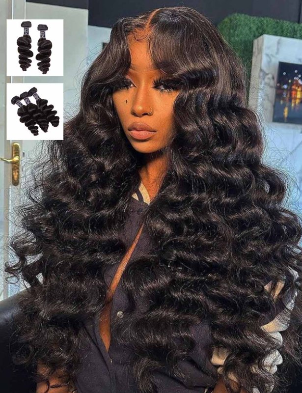 XYS hair Loose Curly Natural Black 100% Human Hair  Bundles 1/2 Bundles Deal