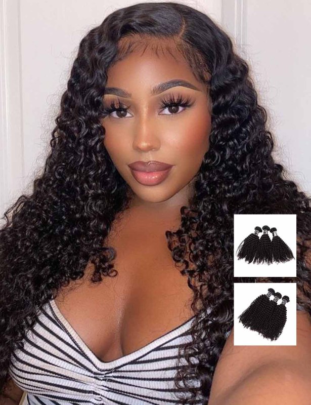 XYS Human Hair Kinky Curly Nature Color Bundles 1/2 Bundles Deal