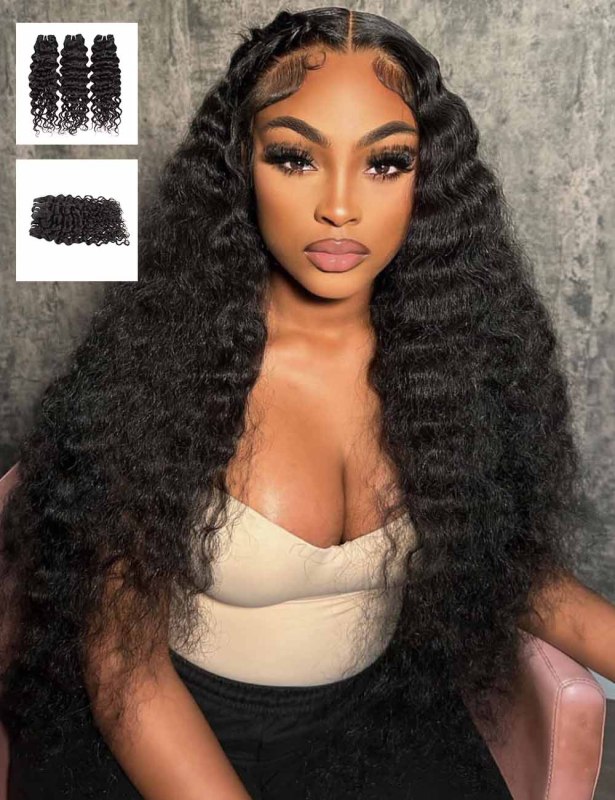 XYS  Human Hair Italian Curly Bundles 1/2Bundles Deal