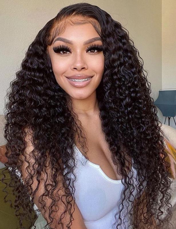 XYS Hair Human  Full Lace Wigs Deep Wave With Pre-Plucked Hairline