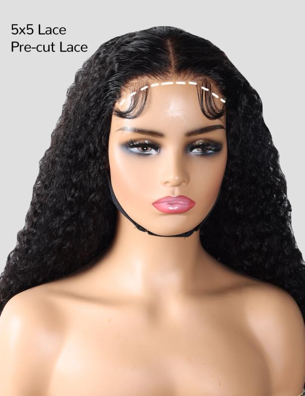 XYS 5X5 Pre-Everything Burmese Curly Lace Closure Wig With Band