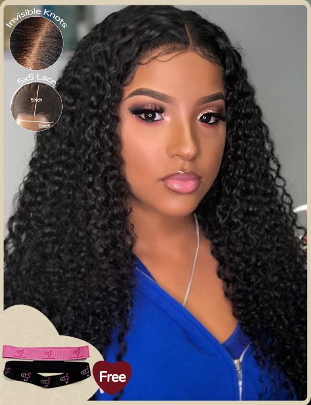 XYS 5X5 Pre-Everything Burmese Curly Lace Closure Wig With Band