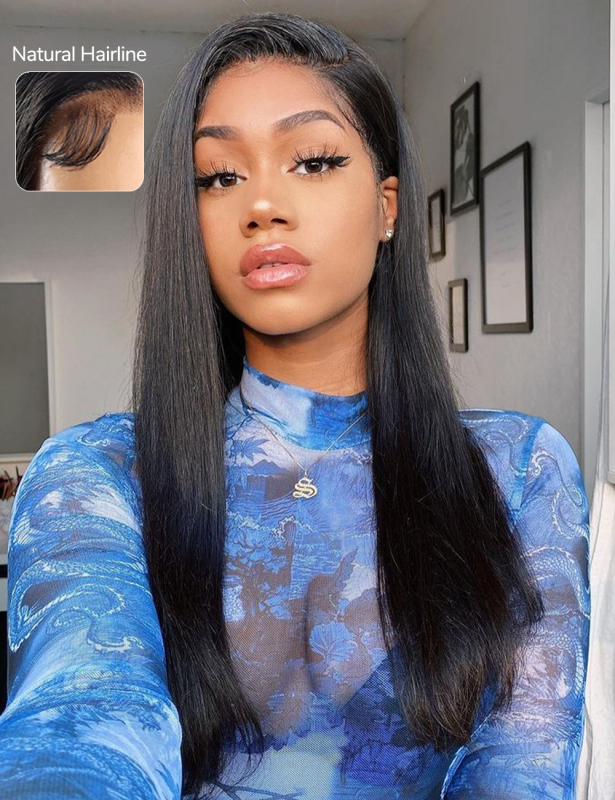 XYS Hair 13X4  HD Lace Frontal  Wig Straight Invisible Knots Wig With Slkin Melt Lace