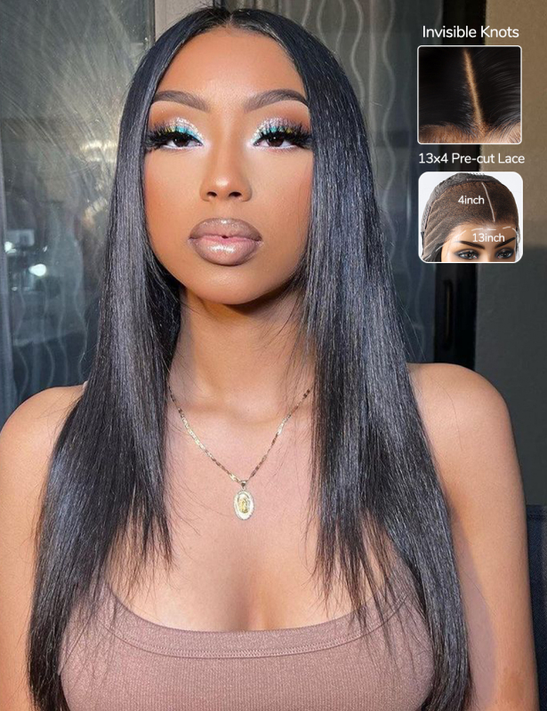 XYS Hair 13X4  HD Lace Frontal  Wig Straight Invisible Knots Wig With Slkin Melt Lace