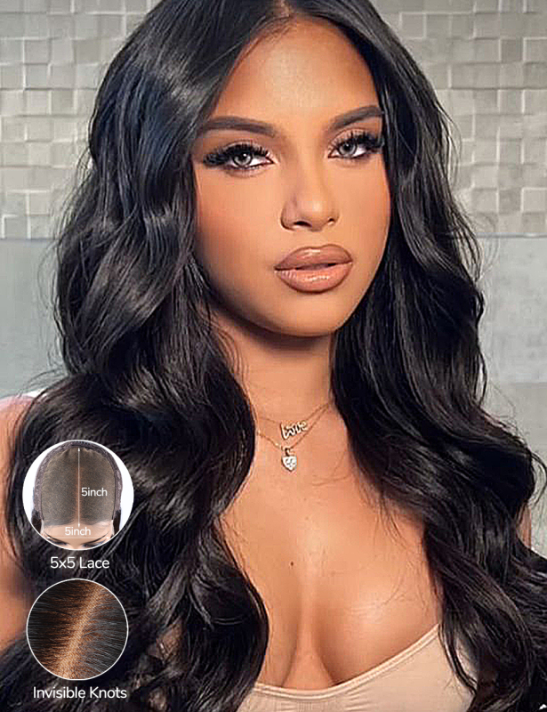 XYS 5X5 HD Pre-Bleached Lace 3D Body Wave Closure Wig With Pre-Cut Lace