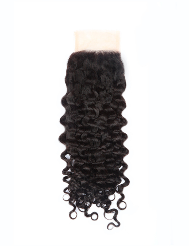 XYS Hair unprocessed 4*4 Transparent Lace Closure Italian Curly  With Natural  Baby Hhair