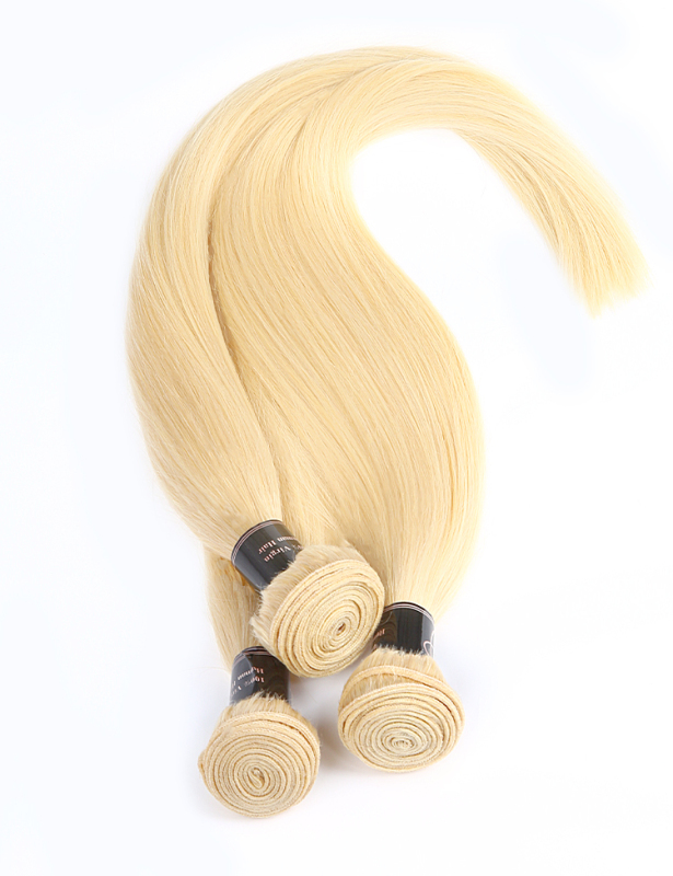 Double Weft Human Hair Blonde 613 Straight Bundles