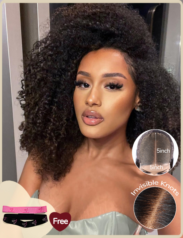 XYS 5X5 Pre-Everything Deep Curly Lace Closuret Wig With Pre Bleached Knots Plucked Hairline