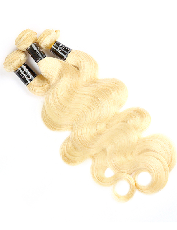 Double Weft Human Hair Blonde 613 Body Wave Bundles