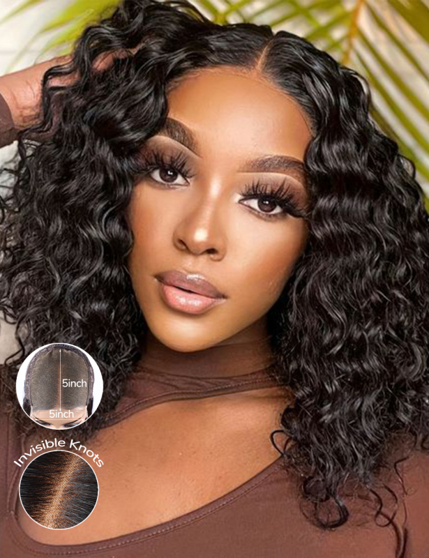 XYS Hair Closure Bob Wig Pre-Bleached  HD Lace Wig Italian Curly Invisible Knots Wig