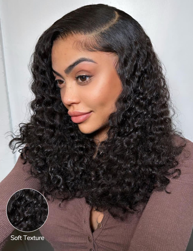 XYS Hair Closure Bob Wig Pre-Bleached  HD Lace Wig Italian Curly Invisible Knots Wig