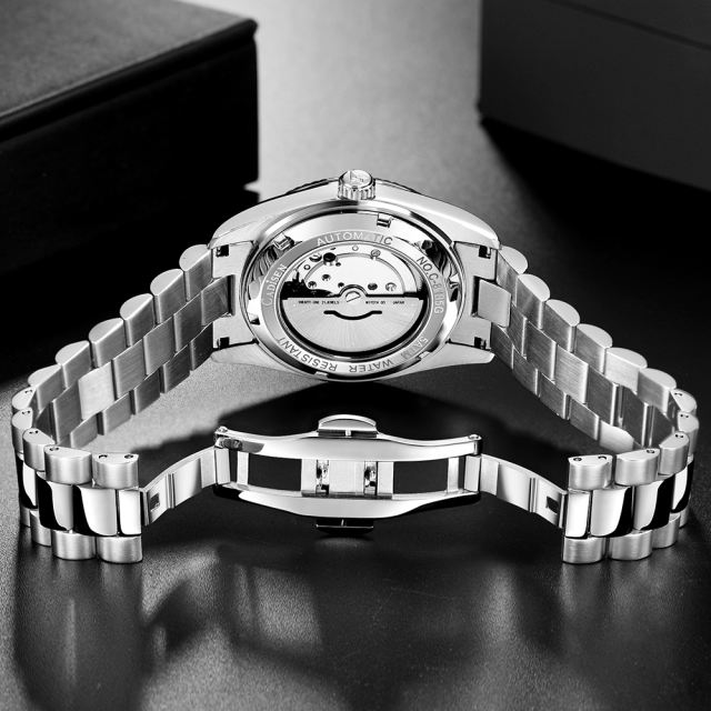 CADISEN Men's Watches CD8185 full Automatic Mechanical 40mm Stainless Steel Waterproof Wrist Watches for Men President Bracelet