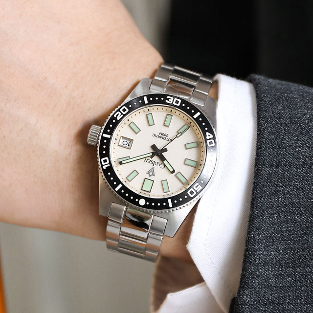 CADISEN New Men's Automatic Mechanical Watches NH35 Watch 38mm Sapphire Stainless Steel 200M Waterproof Wristwatch CD8207M