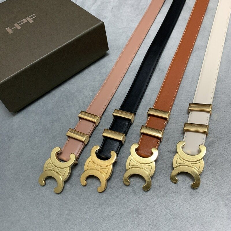 Stylish double hardware ring 2.5cm belt denim belt with smooth buckle belt versatile calfskin waist belt