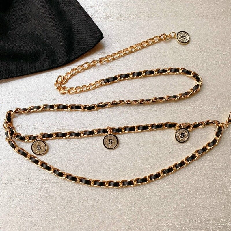 Fashion women's waist chain with skirt chain braided leather gold brand chain waist dress accessories waist chain
