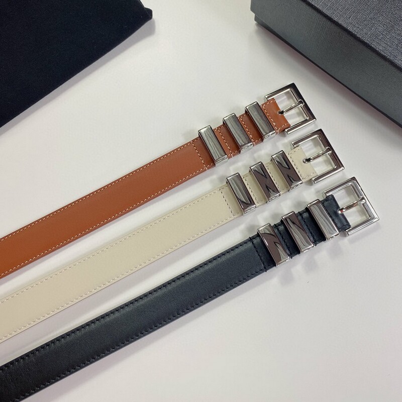 Needle buckle leather belt Fashionable copper material women's belt plain leather 2.5cm double layer leather women's belt