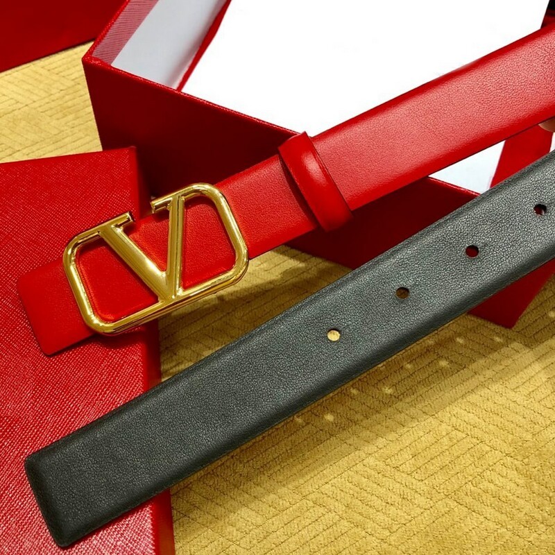 Plain calfskin dual-use belt Version 3.0 large V buckle women's belt fashion bright buckle waist ornament women's belt