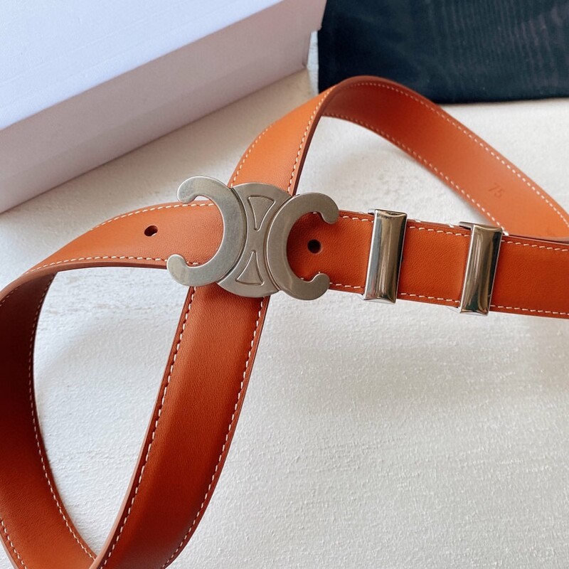 Stylish double hardware ring 2.5cm belt denim belt with smooth buckle belt versatile calfskin waist belt