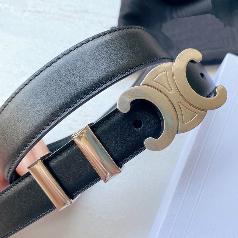 Stylish double hardware ring 2.5cm belt denim belt with smooth buckle belt versatile calfskin waist belt