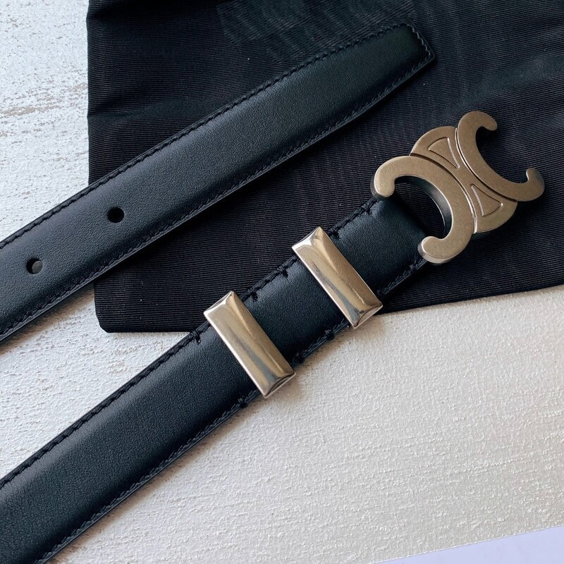 Stylish double hardware ring 2.5cm belt denim belt with smooth buckle belt versatile calfskin waist belt