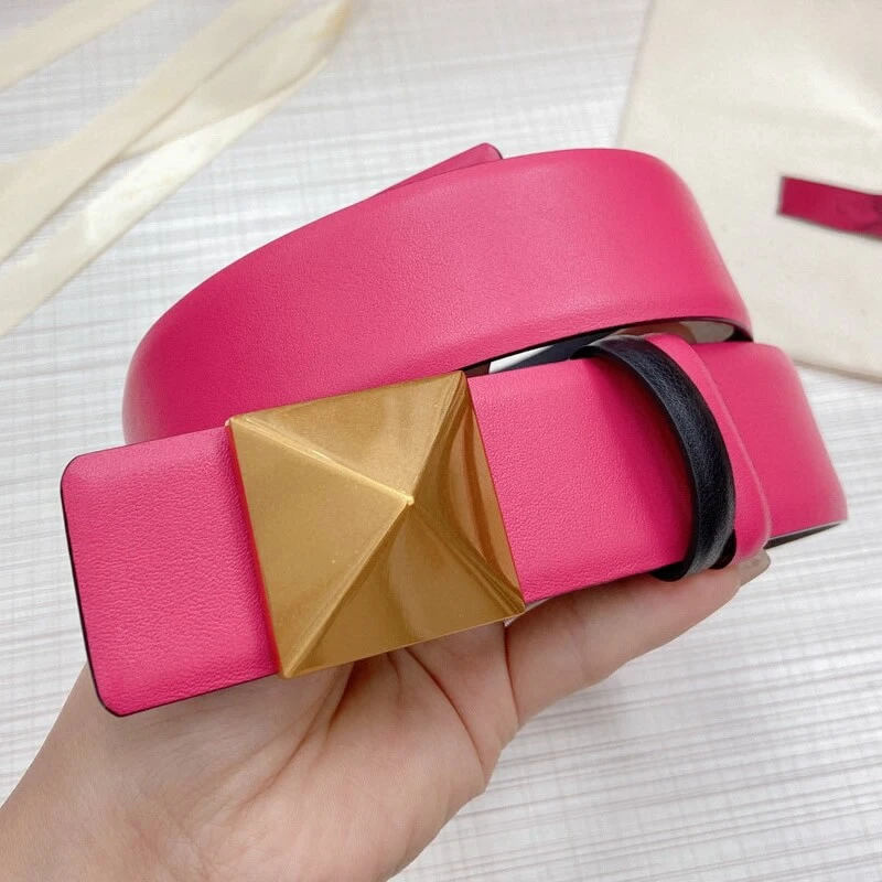 Women's belt in camouflage color plain double cowhide 4.0 dual-use plate buckle belt personality pyramid accessories belt