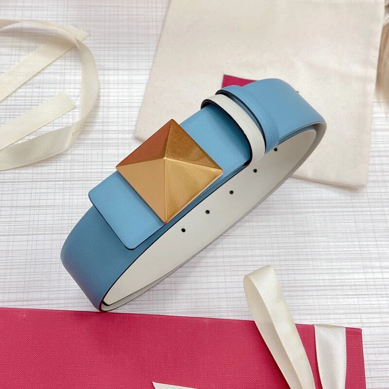 Women's belt in camouflage color plain double cowhide 4.0 dual-use plate buckle belt personality pyramid accessories belt