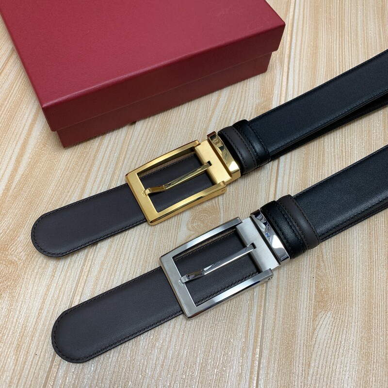 Business men's belt cowhide first layer needle steel buckle belt 3.5 men's formal wear belt suit belt