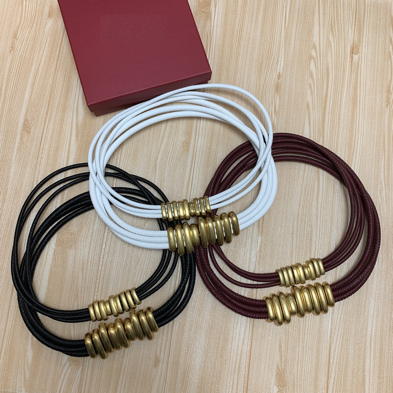 Elastic sheepskin lady skirt strap Rope twist elastic belt lock elastic leather belt accessories fashion matching dress belt
