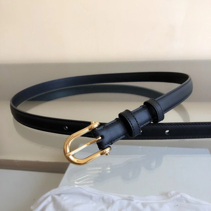 Sleek calfskin slim waist needle buckle belt trend wind 1.8cm women's denim belt is a leather needle belt