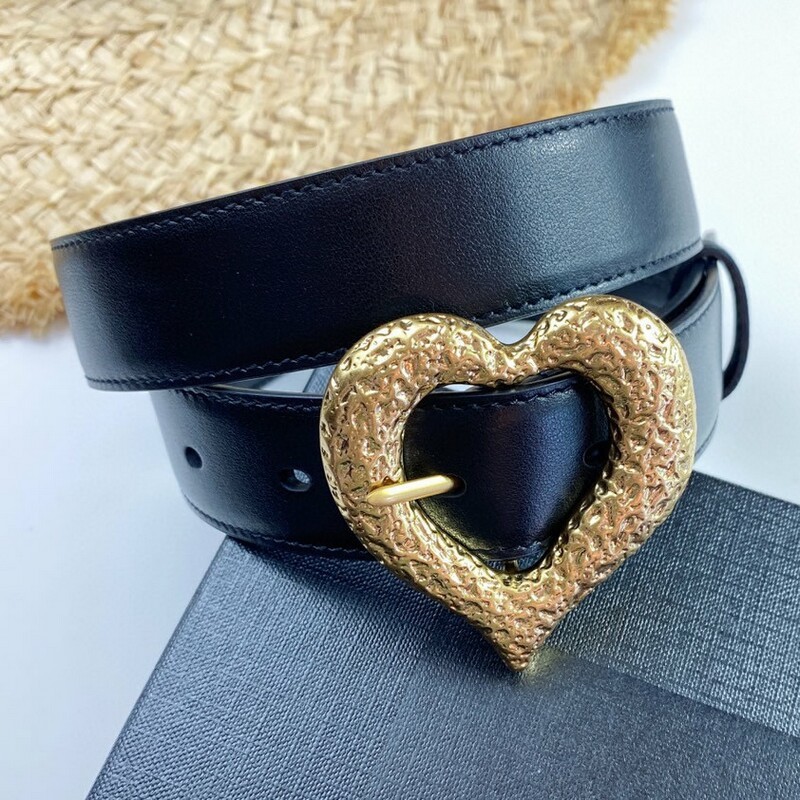 Women's leather decorative belt 3.0 versatile women's belt waist personality heart-shaped copper needle buckle belt