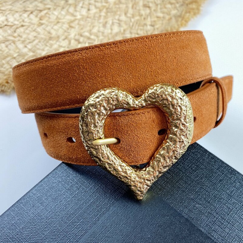 Women's leather decorative belt 3.0 versatile women's belt waist personality heart-shaped copper needle buckle belt