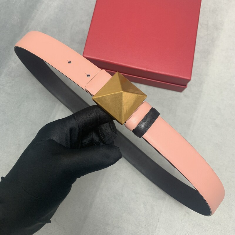 Female style cowhide female belt plain double cowhide 3.0 pairs with style plate buckle belt chic pyramid accessories belt