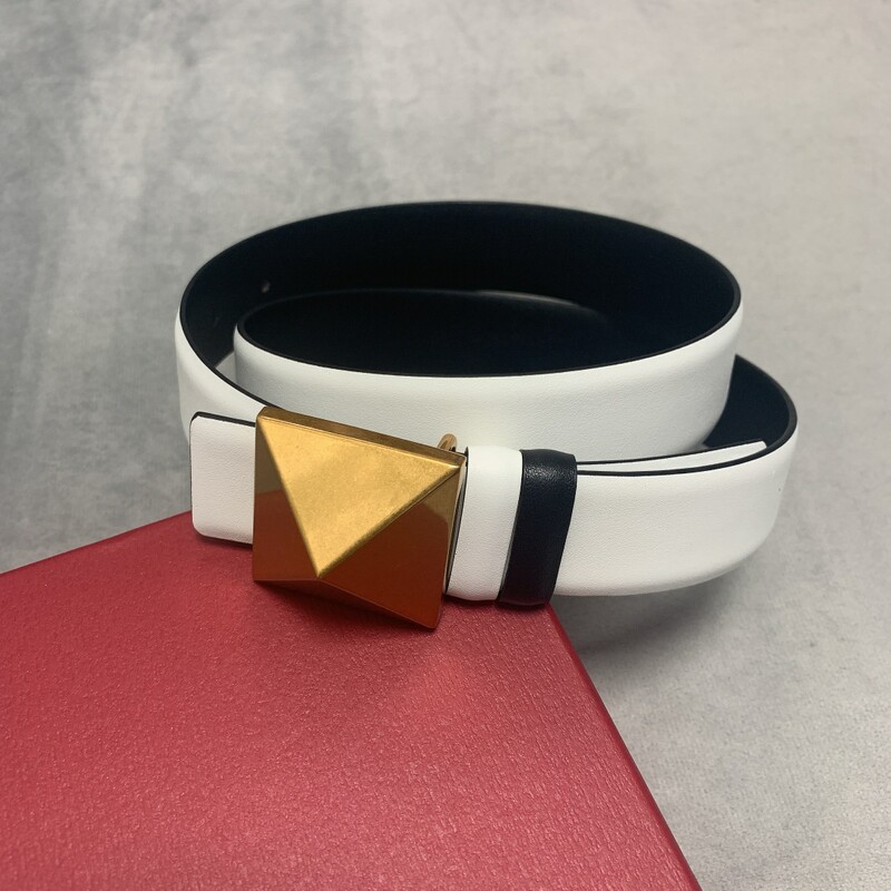 Female style cowhide female belt plain double cowhide 3.0 pairs with style plate buckle belt chic pyramid accessories belt