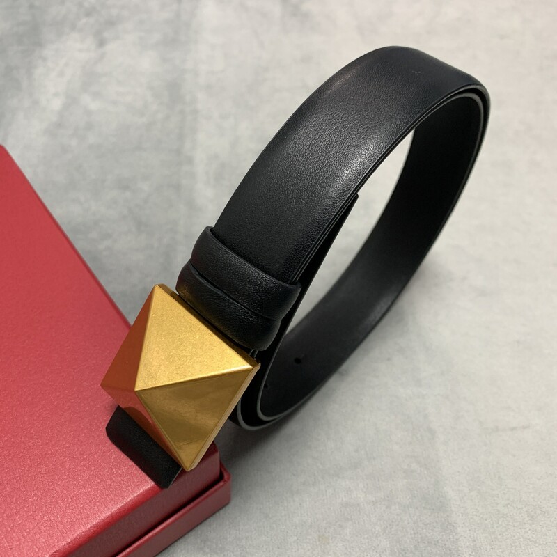 Female style cowhide female belt plain double cowhide 3.0 pairs with style plate buckle belt chic pyramid accessories belt