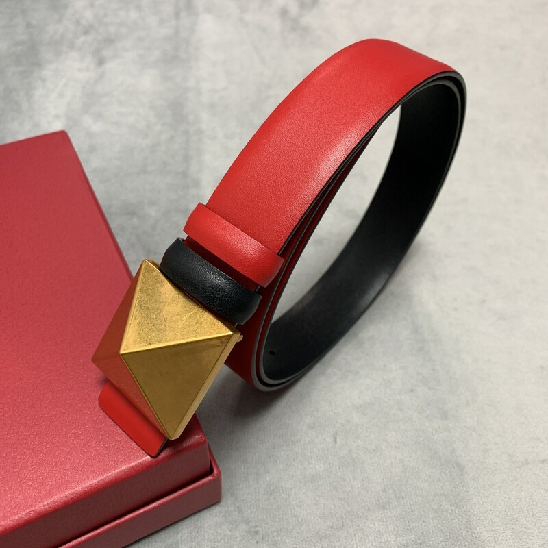 Female style cowhide female belt plain double cowhide 3.0 pairs with style plate buckle belt chic pyramid accessories belt